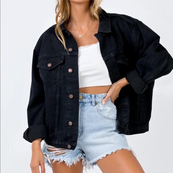 Princess Polly Phoenix Denim Jacket in Black - Picture 7 of 11